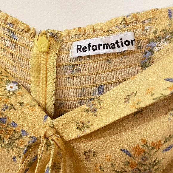 New Reformation Lillet Floral Mini Dress Felicity Yellow 10 $218 - Picture 5 of 8